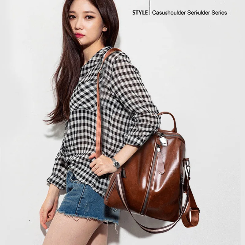 2019 многофункциональные женские кожаные рюкзаки высокое качество винтажный