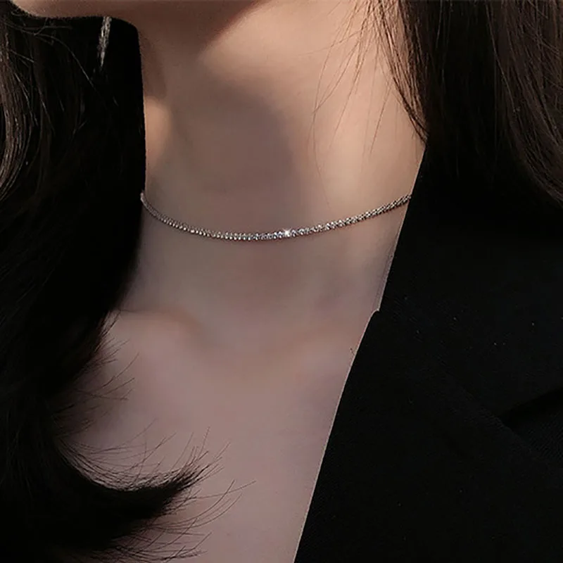 Минималистичное серебряное ожерелье Foxanry сверкающее ожерелье-чокер