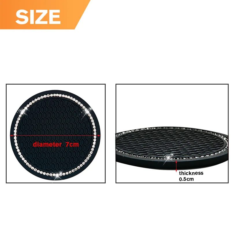 

Eliteson 2PCS Non-slip Pad Water Cup Holder Universal Bottle Mat Diamond Coaster Auto Interior Storage Accessories