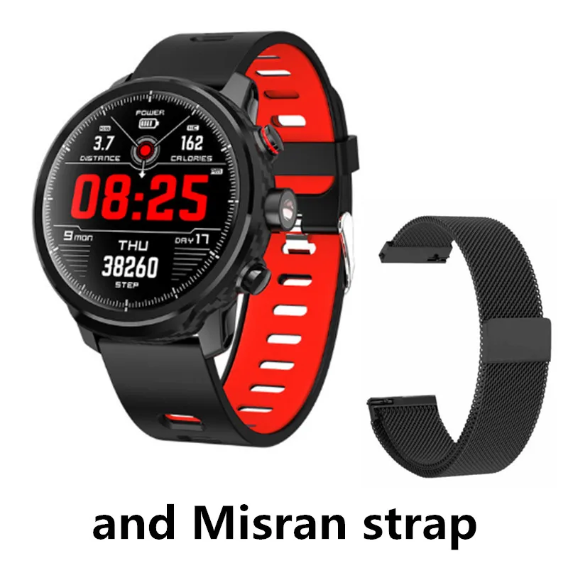 red and Misran strap Новые L5 Смарт-часы для мужчин IP68 Водонепроницаемые Часы сердечного ритма спортивные Шагомер фитнес-браслет в режиме ожидания 100 дней Bluetooth Смарт-часы - Цвет: red and Misran strap