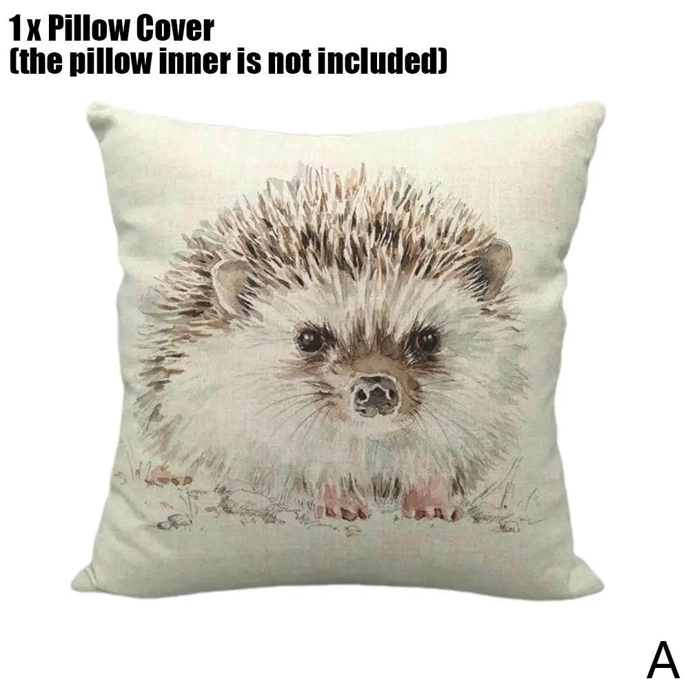 

Grey Style Animal Hedgehog Linen Cushion Cover Living Room Sofa Cushion Decorative Pillows Cover Home Simple Pillowcase 45X45CM