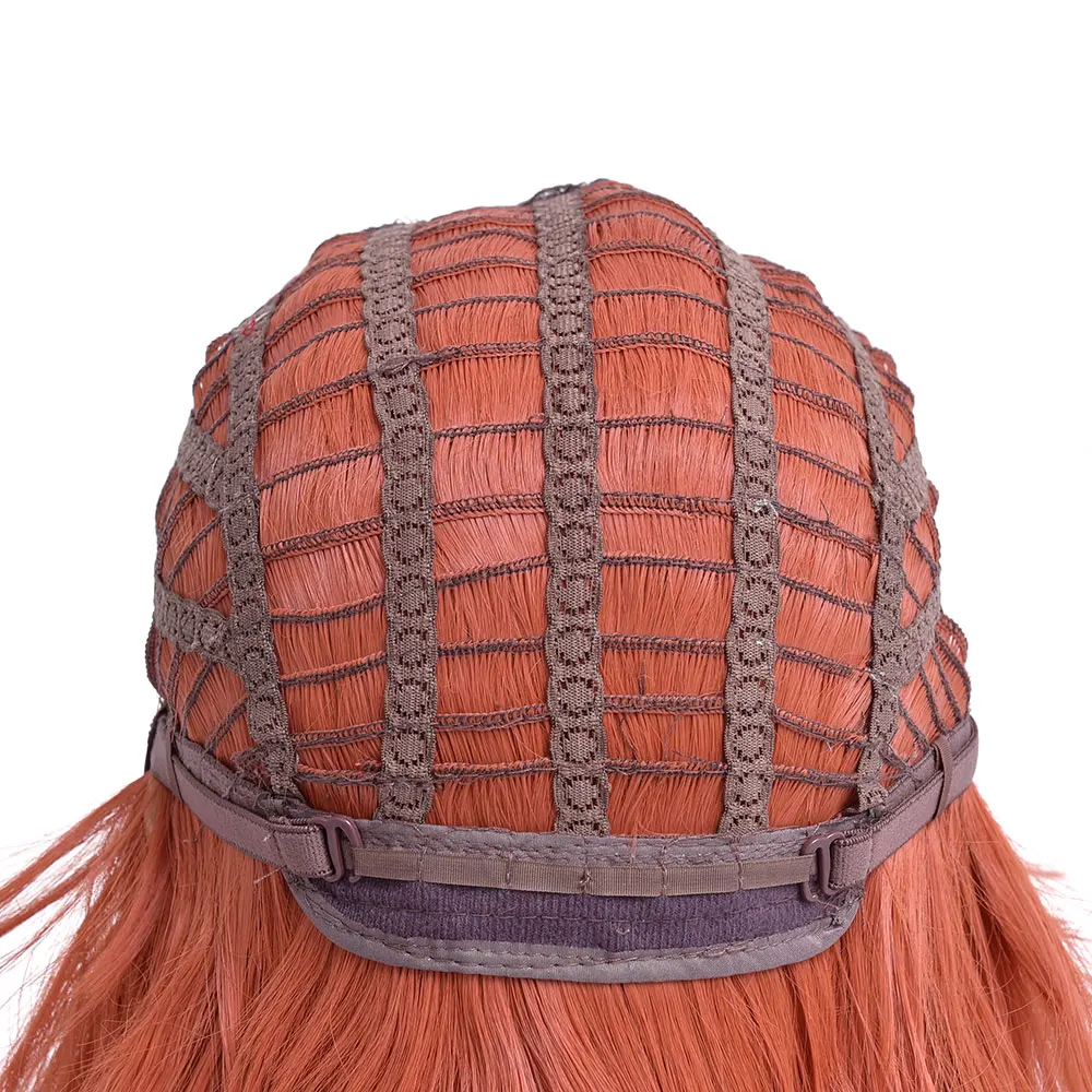 

Orange Short Wave Colored Hair Synthetic Wig With Wangs For White Women Natural Cosplay Daily Female Heat Resistan Fiber Wigs