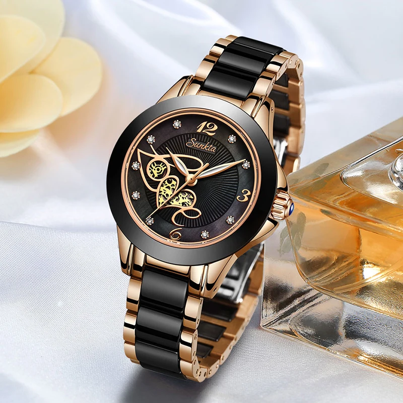 Часы наручные SUNKTA керамические часы для женщин женские кварцевые брендовые