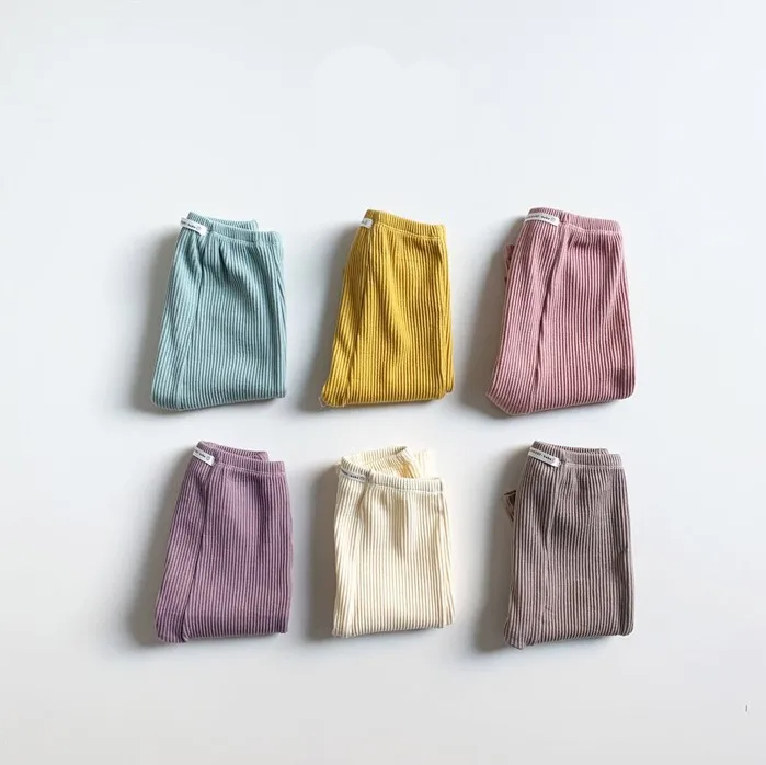 2020 Spring Autumn Newborn Baby Girls Boys Ribbed Solid Pants Cute All-match Knitted Webbing Big PP Trend Bottoms | Детская одежда и