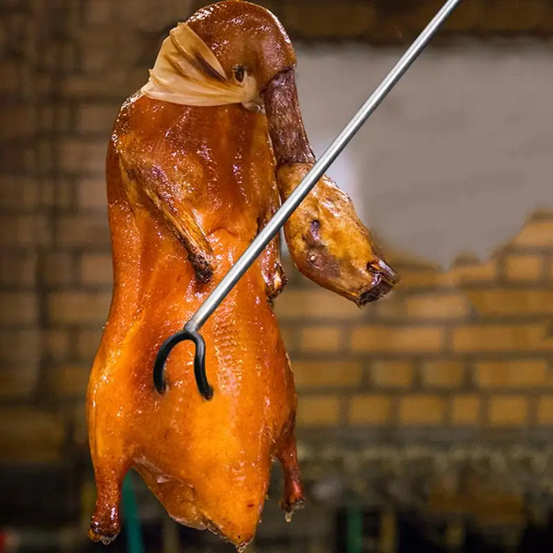 

2pcs Steel Roasting Stick Hooks Long Style Meat Hooks Non-Slip Roasted Meat Hook