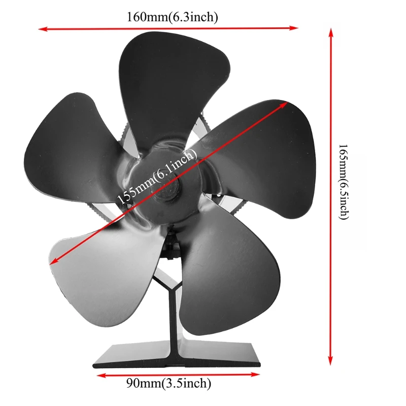 

13MA 5 Blades Heat Powered Stove Fan Log Wood Burner Ecofan Quiet Home Fireplace Fan Efficient Heat Distribution