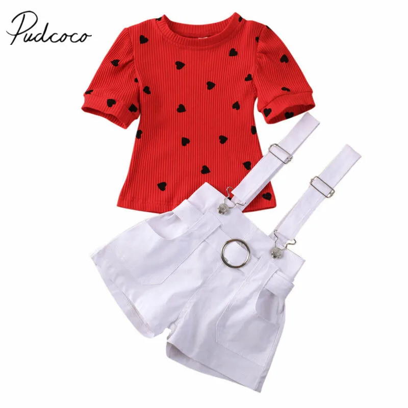 2 шт. футболка и комбинезон для девочек на День святого Валентина | Мать ребенок