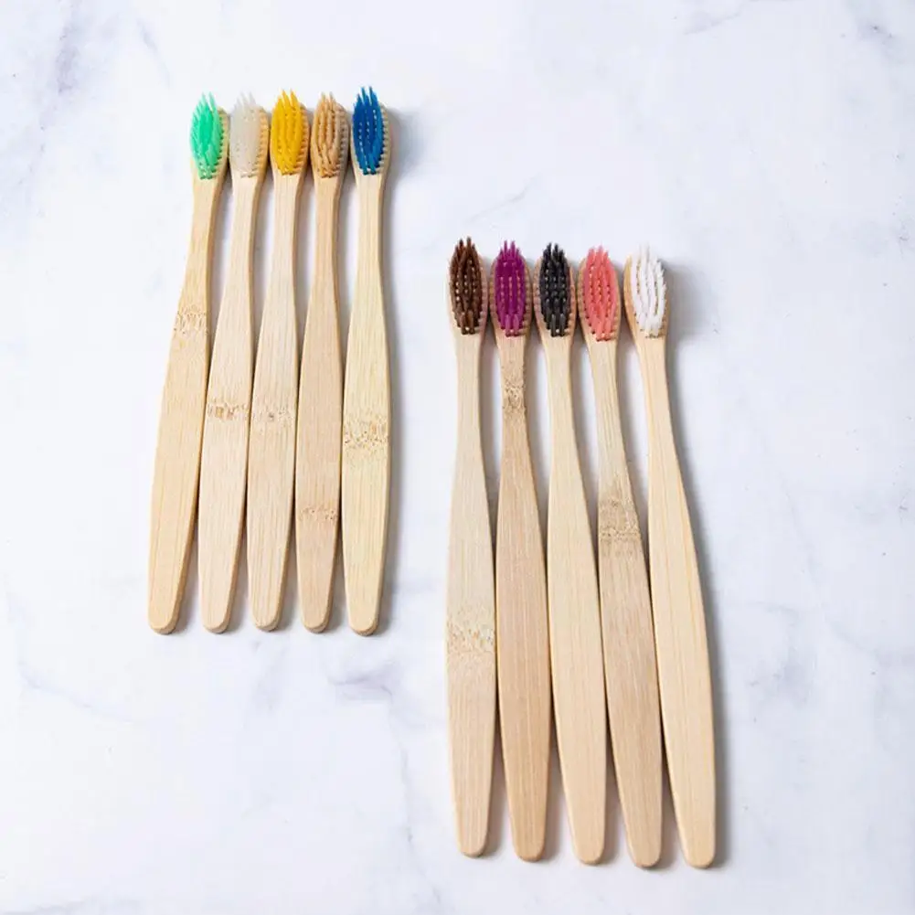 

2Pcs Reusable Bamboo Toothbrush Portable Adult Soft Hotel Travel Wholesale Reuse Home Toothbrushes Tooth Brush K6I3