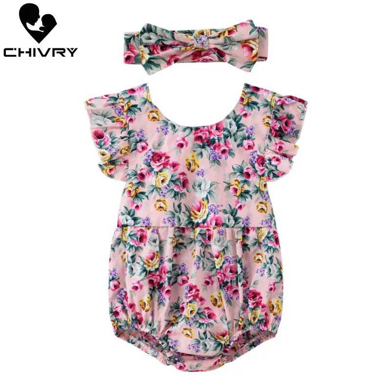 

Боди с короткими рукавами и повязкой на голову для новорожденных, 2020