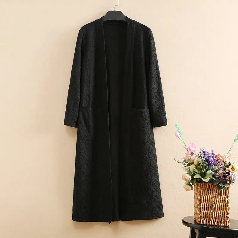 

4XL 5XL Plus Size Spring Elegant Long Lace Trench Coat For Women Long Sleeve Cardigan Windbreaker Lace Coat Women Trenchs C6078