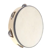 8 hand held tambourine drum bell birch metal jingles percussion musical educational toy