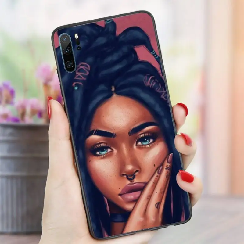 

african girl art pattern Phone Case For Huawei honor Mate P 10 20 30 40 i 9 8 pro x Lite smart 2019 nova 5t