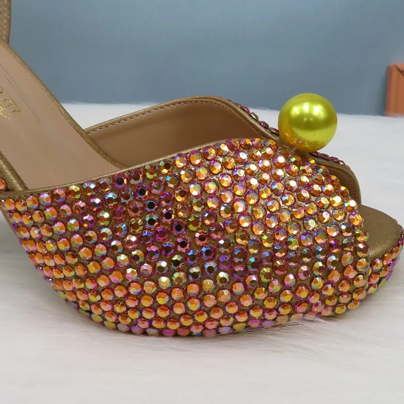 

BaoYaFang Bling Crystal Fashion wedding shoes Bridal High heels Platform shoes ladies Big size Open Toe party dress shoes woman