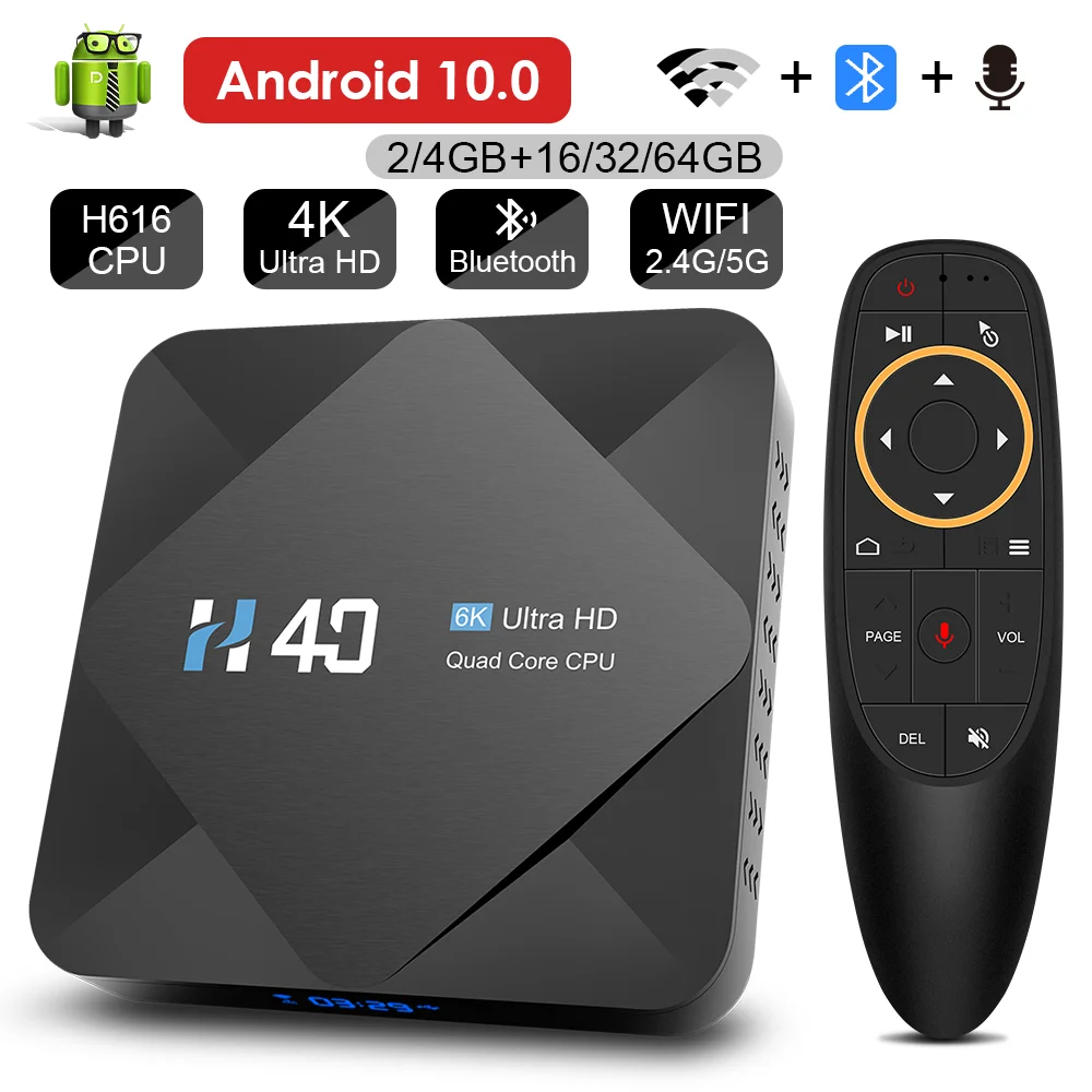 Приставка Смарт ТВ 4K H.265 Android 10 4 + 64 ГБ 2 4/5 ГГц Wi Fi|ТВ-приставки и медиаплееры| |