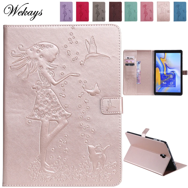 Wekays для Samsung Tab A2 10 5 мультяшный Кот девушка кожаный чехол Galaxy A дюйма 2018 T590 T595 чехлы