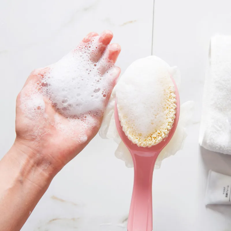 Пластиковая щетка с длинной ручкой для ванной и душа чистки скраба тела шариком