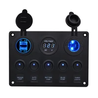 yacht car combination switch round 5 position switch dual usb car charging pressure gauge combination control panel switch