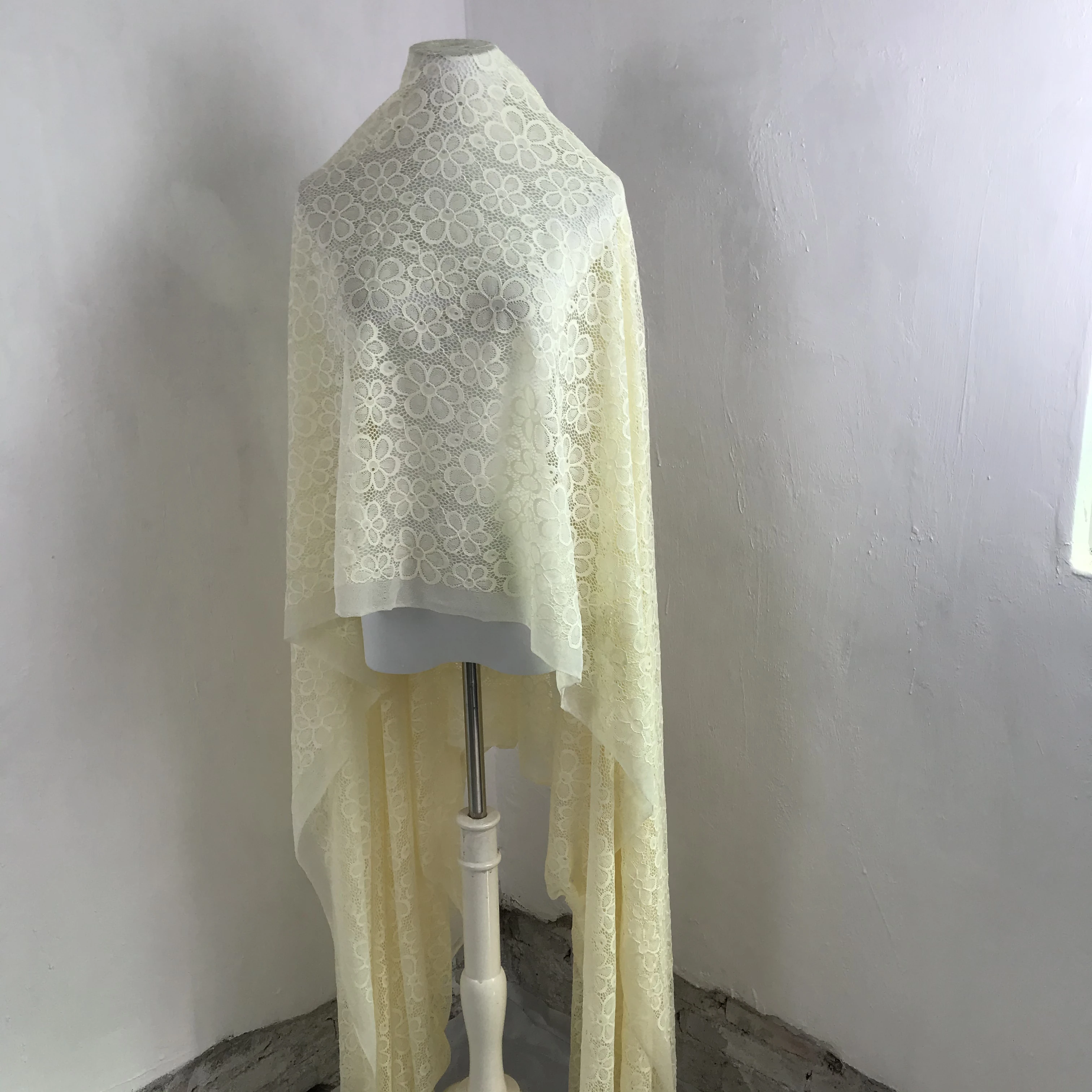 

3 м/лот изящная светильник-желтая эластичная вышитая кружевная ткань, мягкая и удобная эластичная ткань, украшение для платья «сделай сам» ...