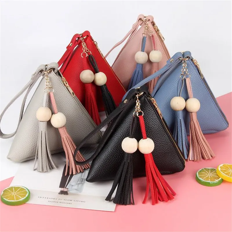 Переносной Мини-кошелек для женщин из искусственной кожи треугольной формы, сумочка-клатч ручной работы, сумка для рук Леди, повседневный кошелек для телефона, карт, монет, 20#47 on.