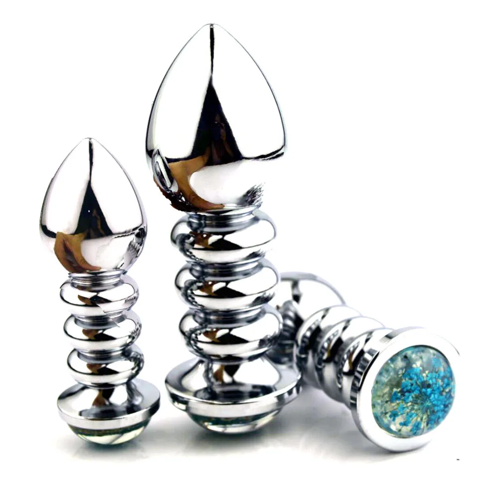 Анальная пробка из нержавеющей стали роскошная синяя 30/35/40 мм с металлической