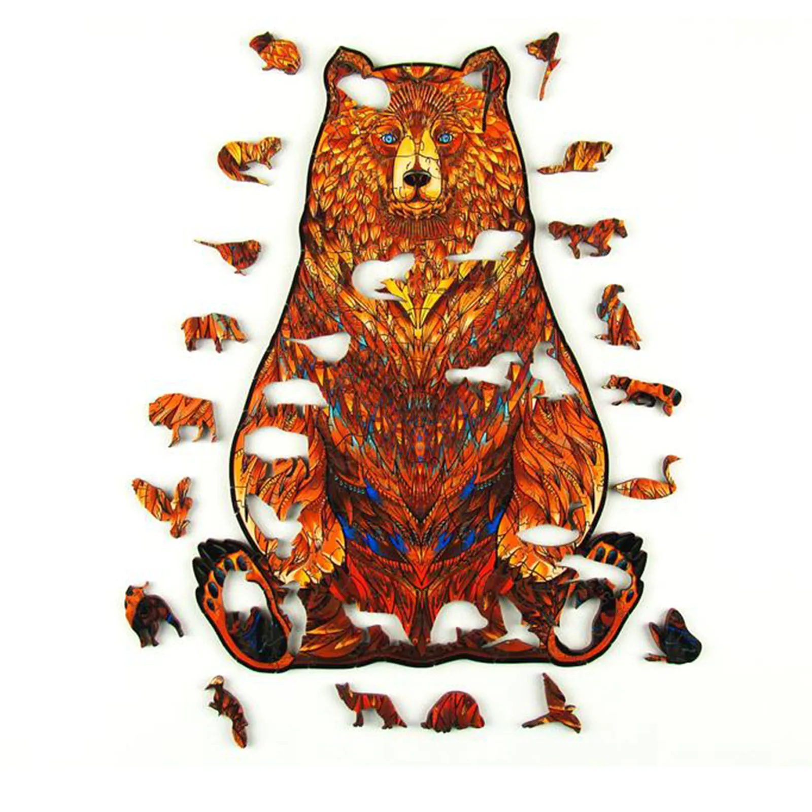 

Деревянный Пазл «сделай сам» для взрослых и детей, 1 комплект 3d пазлов, креативный деревянный пазл с животными для взрослых и детей, праздничный подарок, узор