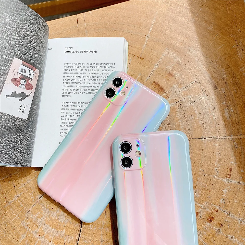 Арт Радужный лазерный силиконовый чехол для телефона iPhone 11ProMAX SE20 X XS MAX защита от