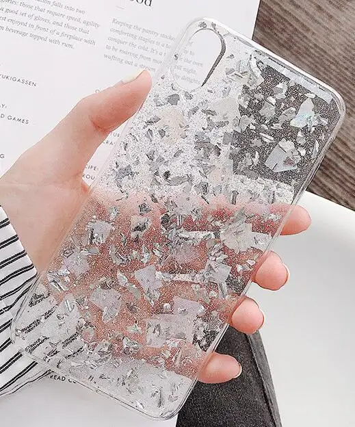 clear Gimfun Блестящий Кристальный Мягкий ТПУ чехол для телефона для Iphone X Xr Xsmas Прозрачный блестящий чехол из фольги для Iphone 11 Pro Max 6 7 8 Plus - Цвет: clear