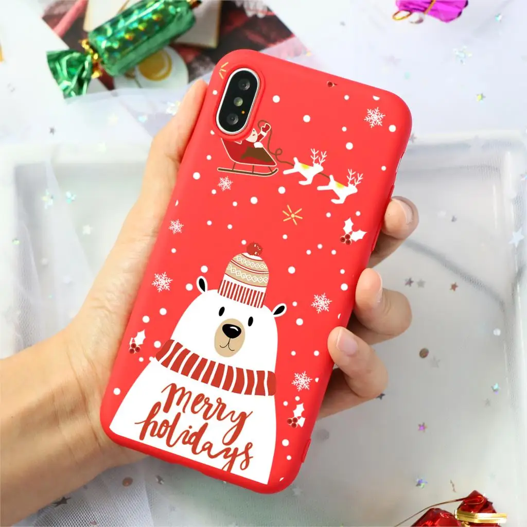 Мягкий силиконовый чехол из ТПУ с принтом Санта Клауса и оленя для iPhone 11 Pro 7 8 6 6S Plus XR X XS Max 5 5S SE чехол-накладка