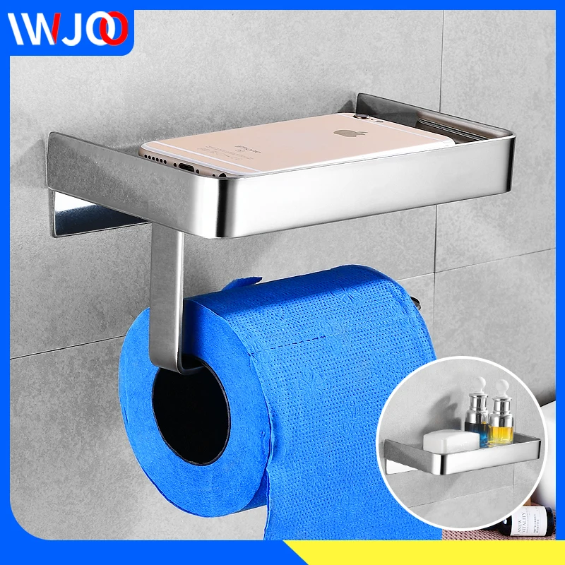 Держатель для туалетной бумаги с полкой держатель рулона из нержавеющей стали