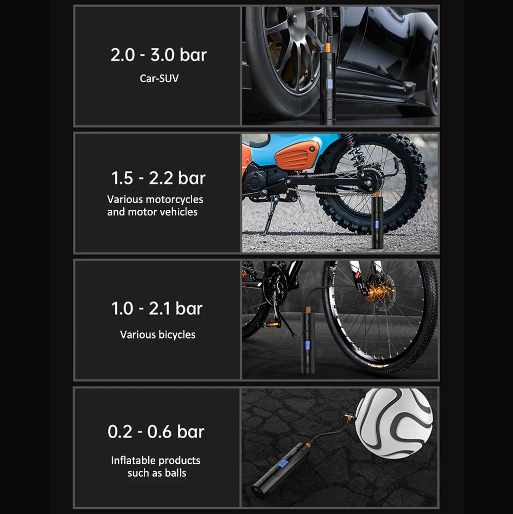Online Compresor De Aire Portátil De 6000mAh, Inflador De Neumáticos De 12V, 150 PSI, Bomba Eléctrica Automática Para Coche, Motocicleta Y Bicicleta Con Luz LED LCD Digital