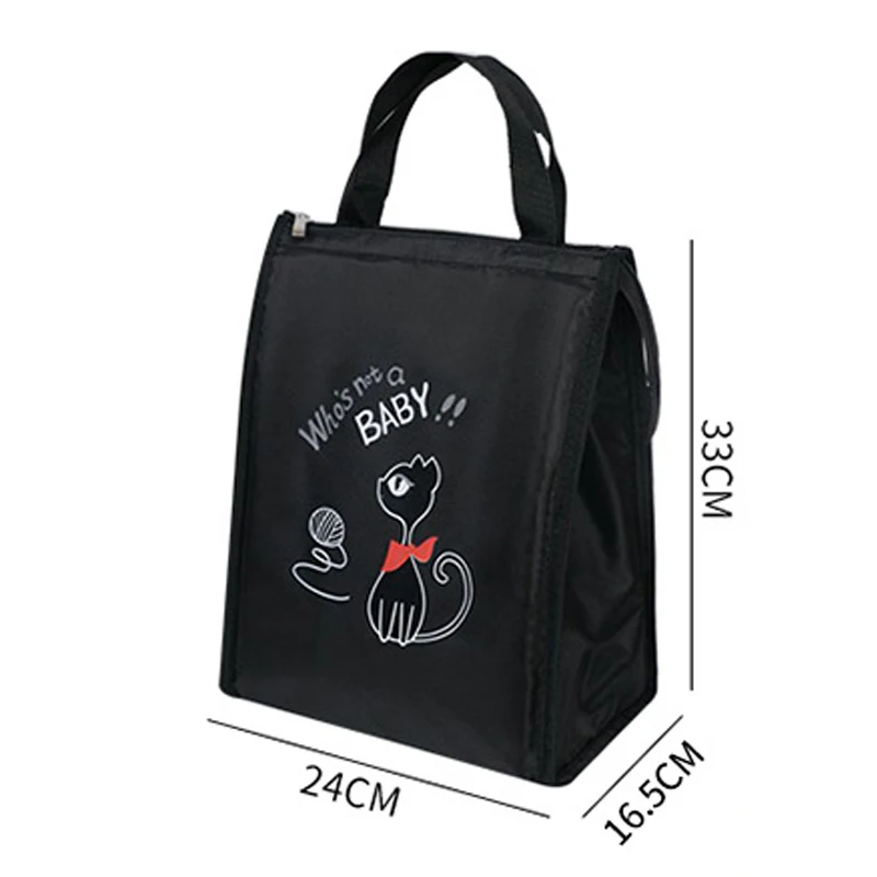 

Black Cooler Lunch Box Bag Large Thick Insulated Thermal Snacks Food Bento Container Carrier Cooler Soup Box Pack Storage Pouch