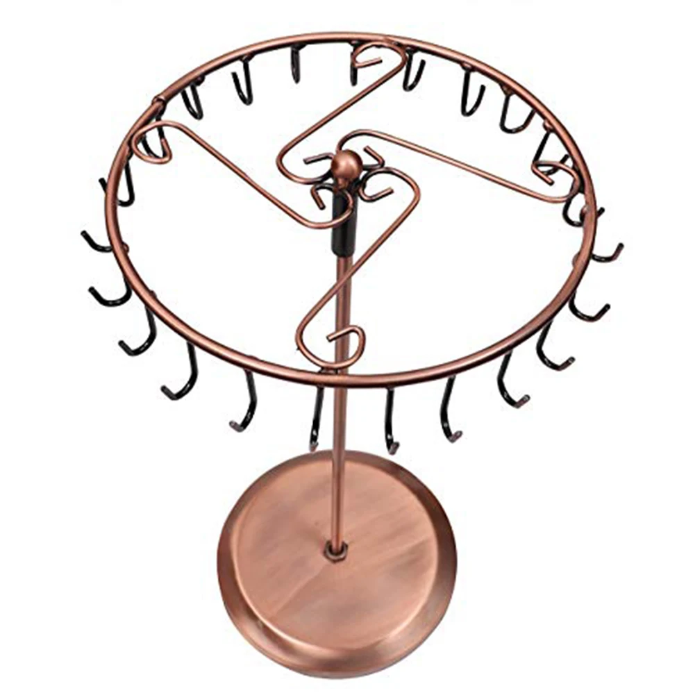 23 Hooks Metal Earrings Holder Rotating Necklace Display Rack Pendant Bracelet Stand Jewelry Rack Storage Necklace/Rings/Earring
