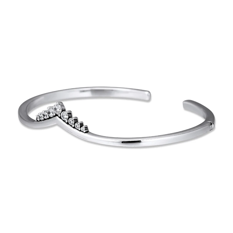 QANDOCCI тиара Wishbone Открытый браслет 100% 925 пробы серебряные ювелирные изделия для