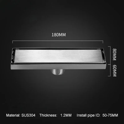 LF66010-8x18cm Mid LF66010 304 нержавеющая сталь Невидимый водосток пола Ванная комната Душ пол длинный дренаж квадратная душевая комната трап - Цвет: LF66010-8x18cm Mid
