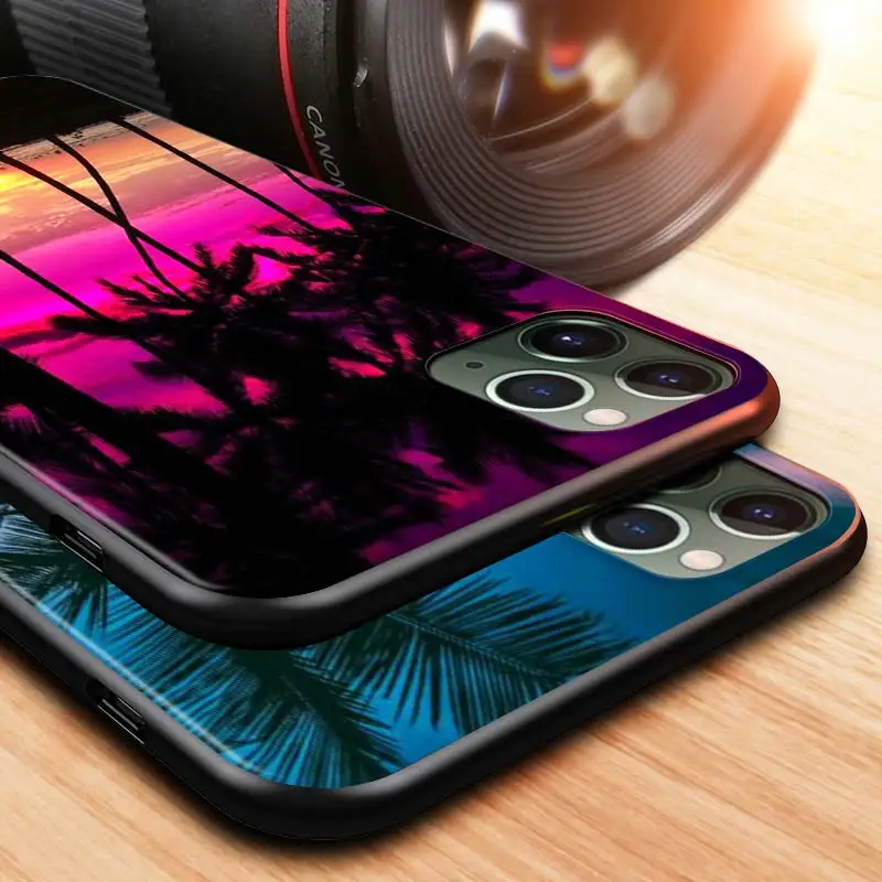 

Palm Tree Sunshine For Apple iPhone 12 Pro Max Mini 11 Pro XS Max X XR 6S 6 7 8 Plus 5S SE2020 Black Phone Case