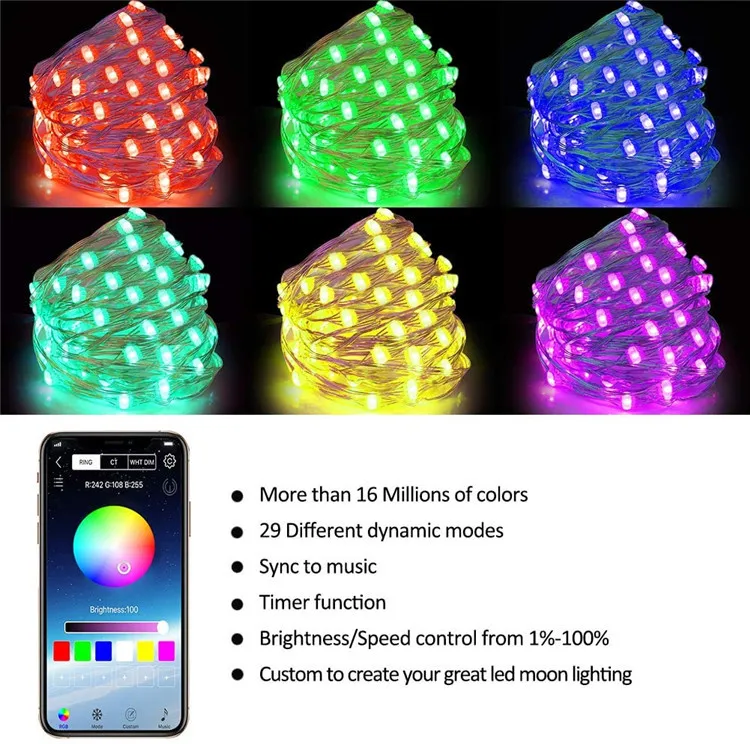

2/5/10/20M LED String Light Waterproof 50/100/200 LED Phone App Remote Control Lighting Strings Decor Light For Christmas Light