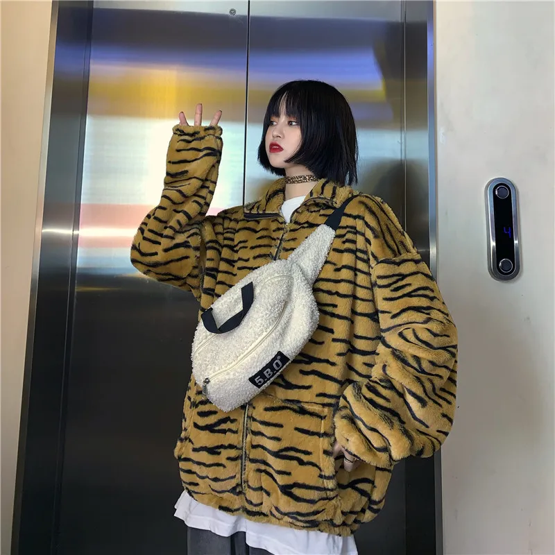 Женская винтажная куртка в стиле хип-хоп Harajuku синяя желтая леопардовая на молнии