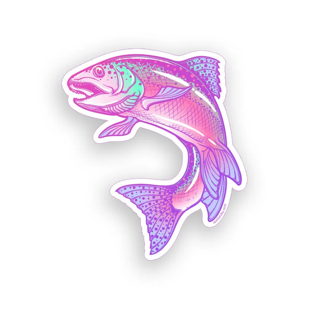 Розовая Радужная наклейка на форель &quotрыба&quot чашка для ноутбука Кулер лодка