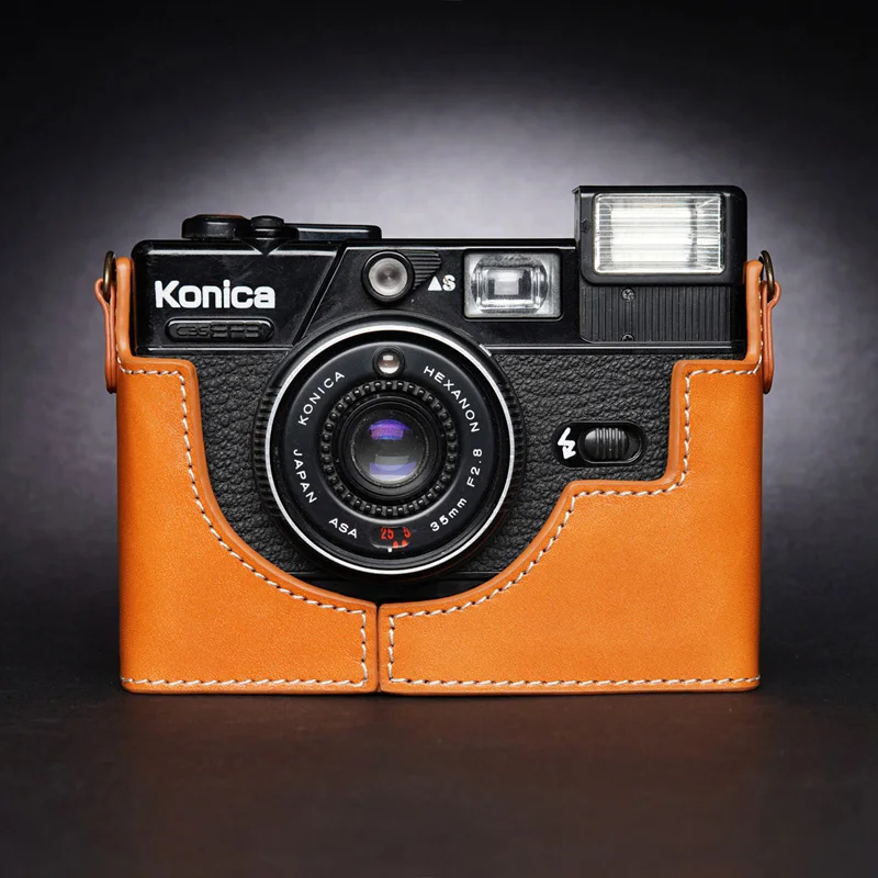 

Design for KONICA C35 EF3 camera Handmade Genuine Leather Camera case Half Cover Bag