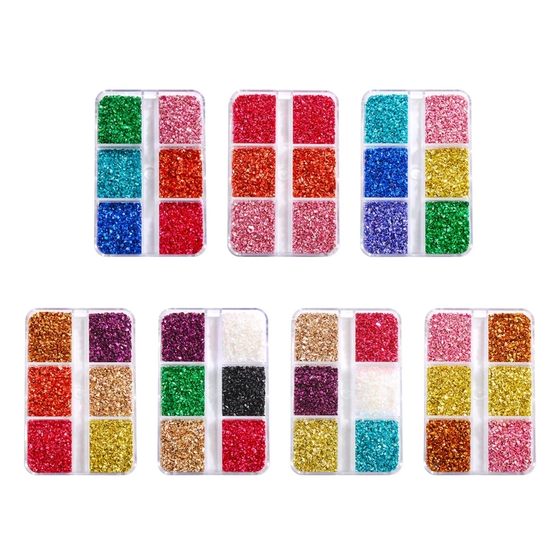 

N58F 6 Grids Broken Glass Sequins Suitable for Nail Art Decoration Resin Mold Mobile Phone Case Making Jewelry Making