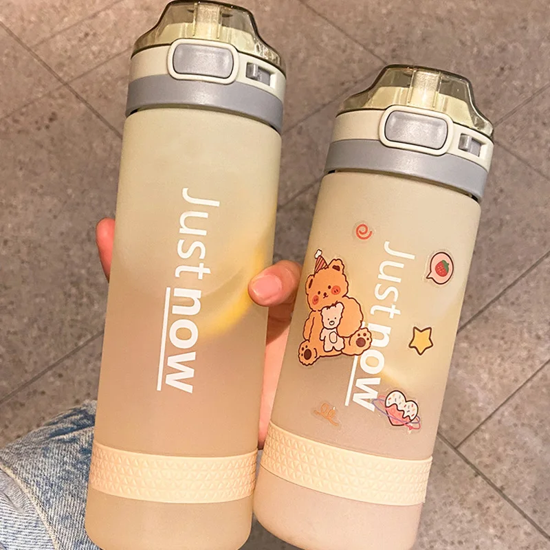 Sports Bottle with Soft Sucker 600ml Cute Scale Water Flip Top Lid Lock Gradient Color for Outdoor Travel MOUN777 | Дом и сад
