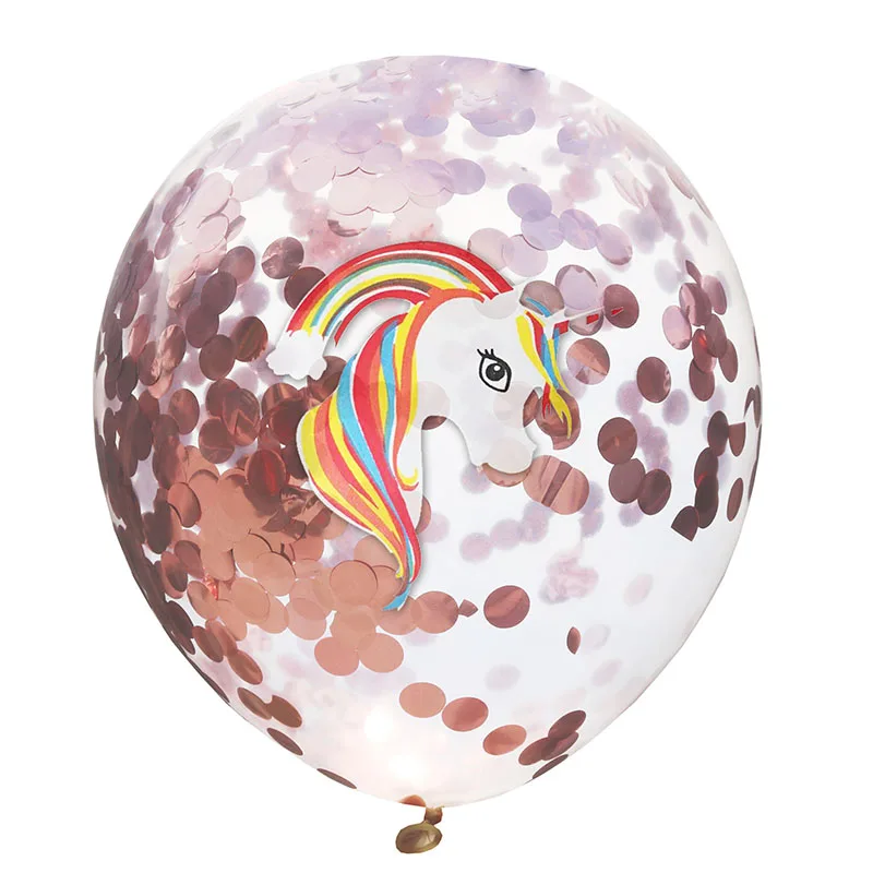 5 шт./лот 12 дюймов разноцветные латексные шары с конфетти в виде единорога