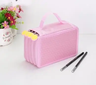 4 Layers Pink Оксфорд школьный пенал Чехол Kawaii/36/48/72 Отверстия штраф Карандаш Чехол большой мешок ручки коробка мульти детские многофункциональные Канцтовары чехол - Цвет: 4 Layers Pink