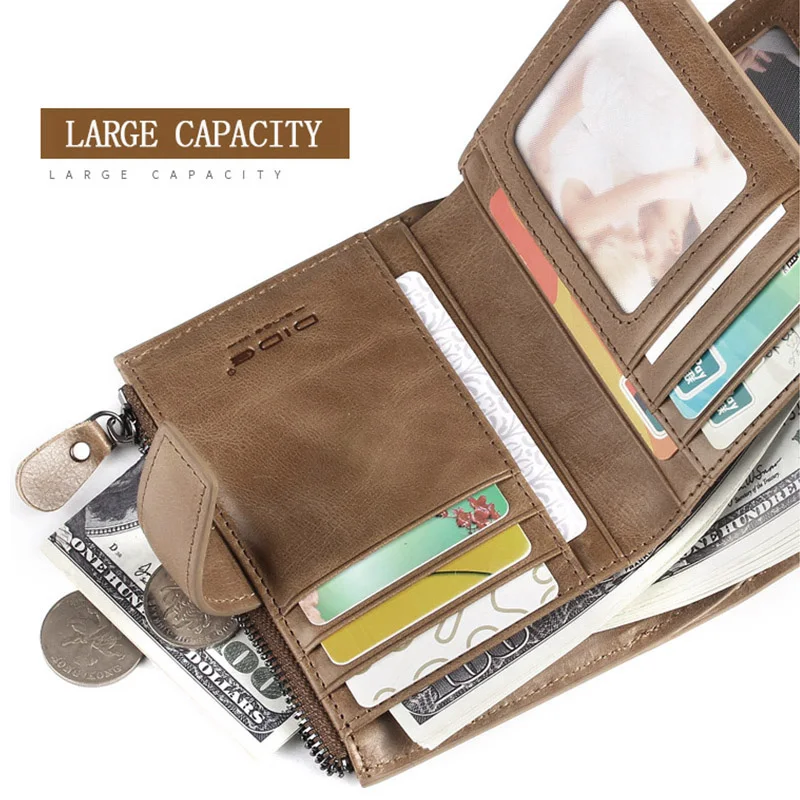 DIDE 2019 винтажные мужские кошельки из натуральной кожи женские на молнии держатель