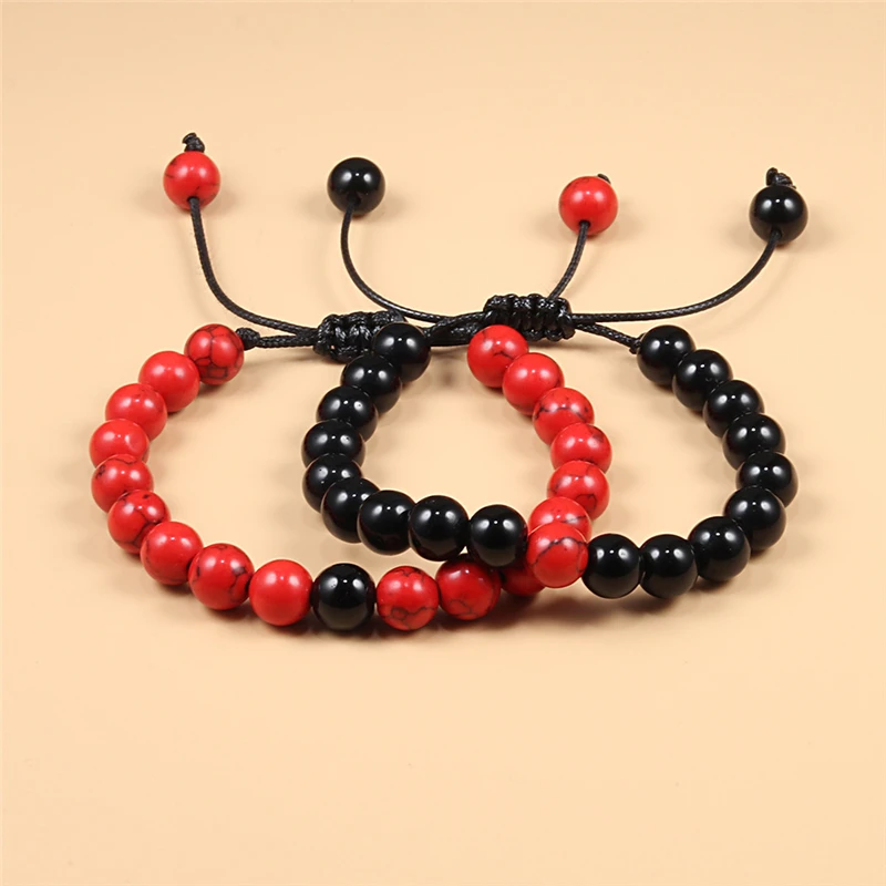 2 шт./компл. мужской браслет из камня тигровый глаз Регулируемая Веревка плетеная