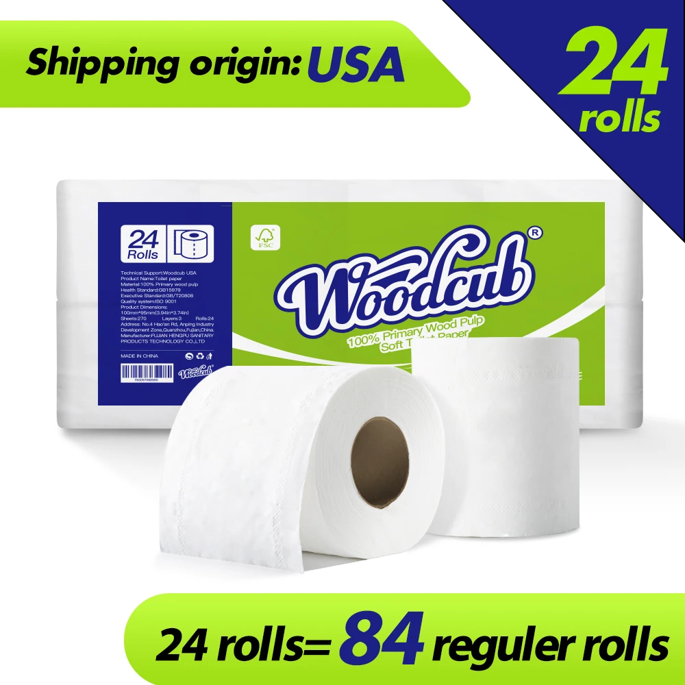 24 рулона 3-слойная туалетная бумага мягкая стеганая рулон туалетной бумаги для