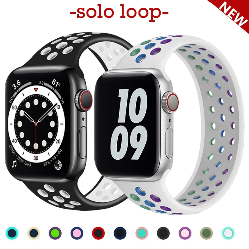 

Solo Loop strap For Apple Watch Band 44mm 40mm 38mm 42mm Breathable silicone Elastic Belt bracelet band iWatch Series 3 4 5 SE 6