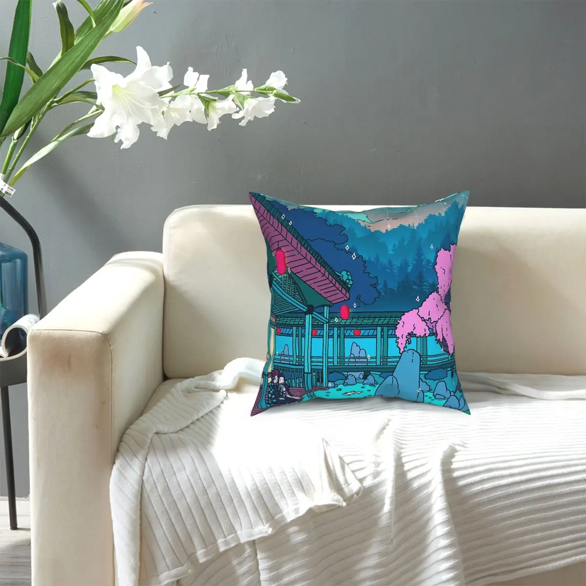 

Demon Slayer Kimetsu No Yaiba Pillow Case Decoration Cushion Cover Throw Pillow for Sofa Polyester Double-sided Printing Novelty