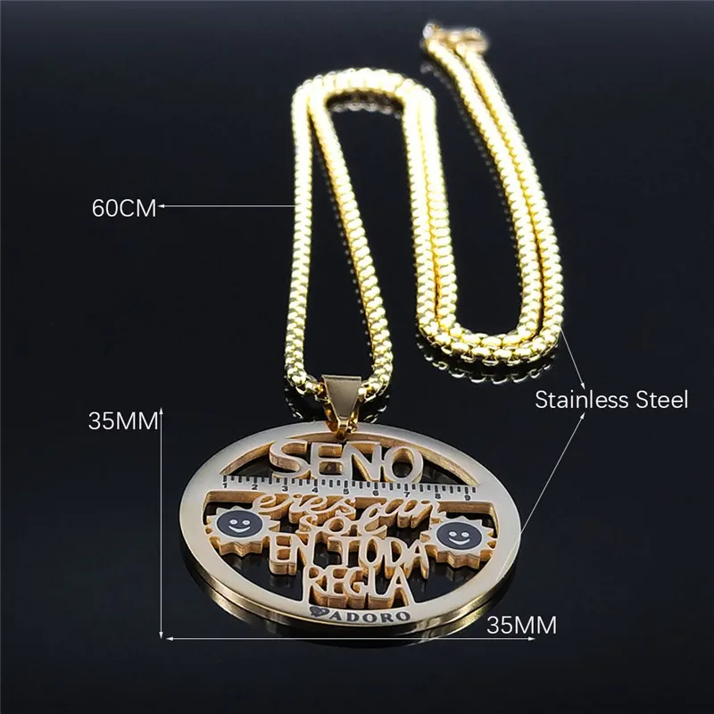 

Stainless Steel Seno Necklaces Women/Men Gold Color Spanish Preschool Teacher Necklace Pendants Jewelry gargantilla N432S01