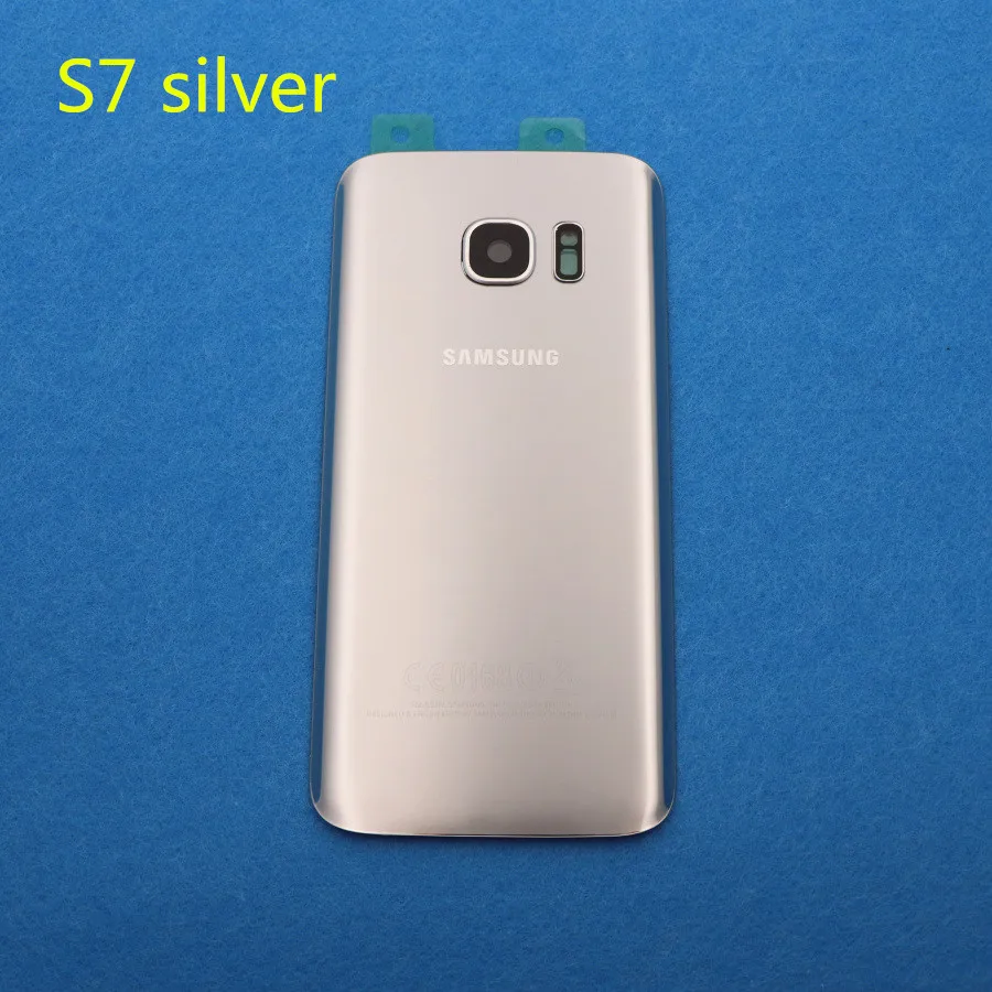 S7 Silver Новая задняя панель стеклянная задняя крышка батарейного отсека для samsung Galaxy S7 G930 G930F G930FD S7 Edge G935 G935F G935FD+ наклейки объектив камеры - Цвет: S7 Silver